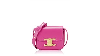 Celine Shiny Calfskin Triomphe Claude Mini Shoulder Bag Pink [upl. by Adnih314]