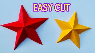 2 Way to CUT a Star Easy  How to Make Star with Paper  Paper Craft [upl. by Aiciruam]