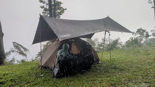 🏕CAMPING IN THE RAIN⛈️RELAXING CAMPING IN HEAVY RAIN FORESTSoothing sound of rain [upl. by Ainerol236]