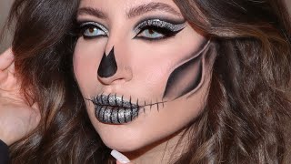 Glam Skull 👻 Halloween 🎃 Makeup Look ✨ Melissa Samways [upl. by Anar714]