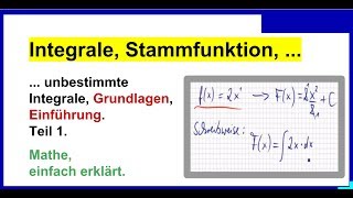 Integralrechnung Stammfunktion bilden unbestimmte Integrale Teil 1a [upl. by Ebonee]