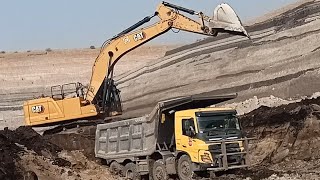 350 cat excavator कोयला माइंस मिट्टी लोडिंग volvo dumper 460 [upl. by Skinner666]