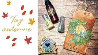 TUTO SCRAPBOOKING Tag automne 🍂 tampon bois Action [upl. by Nanny647]