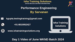 Performance Engineering Day 1 Video on 22nd June 24ContactWhatsApp us on 918019952427 to enroll [upl. by Anauqed]