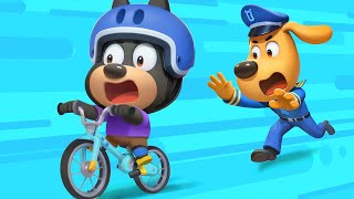 Sheriffs Riding a Bike  Educational Cartoon  Kids Cartoon  Sheriff Labrador  BabyBus [upl. by Tavis]