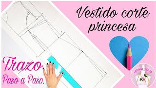 🌸10 COMO TRAZAR UN PATRÓN DE VESTIDO CORTE PRINCESA BASE [upl. by Anaig]