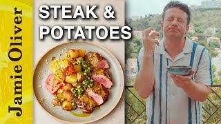 Herby Steak amp Crispy Potatoes  Jamie Oliver Cooks the Mediterranean [upl. by Atnod]