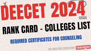 DEECET 2024 RANK QUALIFIED MARKS NO OF SEATS GOVT COLLEGES LIST REQUIRED CERTIFICATES COUNSELING [upl. by Llarret]