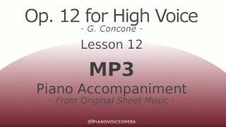 Concone Op 12 High Voice Piano Accompaniment Lesson 12 [upl. by Wilda912]