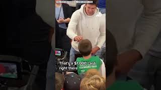 Tom Brady surprises young fan by trading his own rookie card for Eagles jersey [upl. by Helsell]