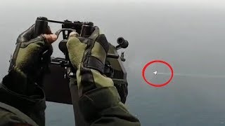 Helicopter Door Gunner vs Drone  Helicopter Door Gunner Shoots Down Drone in MidAir [upl. by Zaob236]