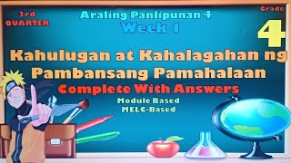 Araling Panlipunan 4 3rd Quarter Week 1 Kahulugan at Kahalagahan ng Pambansang Pamahalaan [upl. by Gilead964]