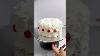 White Rosette Birthday Cake Design Tutorial cake shortsvideo shortsfeed ytshort [upl. by Kreis660]