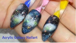 Easy Almond Shaped Acrylic Galaxy Nails [upl. by Erminna307]