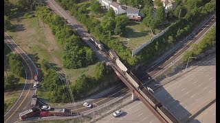 Train Derailment Closes I55 in Saint Louis MO  August 26 2017 Drone Footage [upl. by Hekking269]