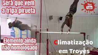 Rebeca Andrade tripa pirueta climatização em Troyes equipe de ginástica artística [upl. by Alrac556]