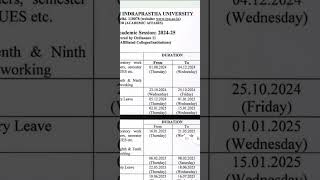 Academic calendar session 202425 GGSIPU affiliated colleges important information [upl. by Allerus]