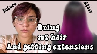 HUGE HAIR TRANSFORMATION FROM PIXIE CUT TO LONG PURPLE EXTENSIONS 2021 [upl. by Monk]