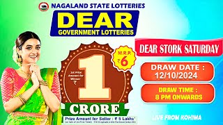 DEAR LOTTERY LIVE 8PM TOADY 12102024  NAGALAND LOTTERY SAMBAD [upl. by Atinuj751]