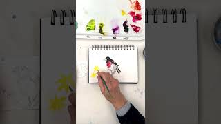 Grosbill  Day 26 Brilliant Birds Daily Watercolor Challenge watercolorpainting [upl. by Vena]