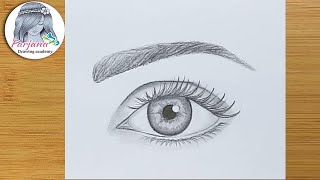 Easy way to draw a realistic eye for Beginners step by step Using only 1 pencil [upl. by Weathers635]