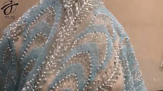 Luxury 3mm 5mm Sequins Beads Embroidered Fabric for Dress [upl. by Astred]