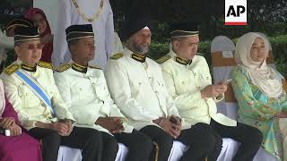 New Malaysia king inspects honour guard [upl. by Ahsial]