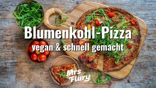 Blumenkohlpizza  Low Carb Pizza gesund amp vegan Rezept [upl. by Retseh]