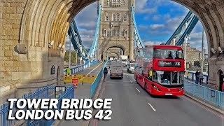 LONDON Bus crossing the Tower Bridge  Route 42  From south London to the citys financial district [upl. by Seif576]