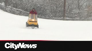 Volunteers help create winter trails at Calgarys Shaganappi Golf Course [upl. by Fabio]