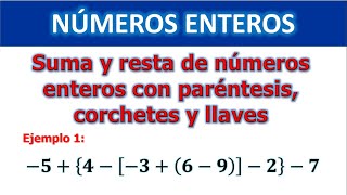 Operaciones combinadas de suma y resta con numeros enteros parentesis y corchetes quidimat [upl. by Wales]