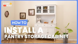 How to Install the 77 Inches Kitchen Pantry Storage Cabinet  52946378 costway howto [upl. by Schwinn8]