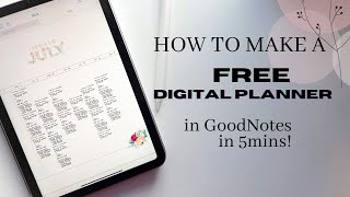 Free GoodNotes Planner  How to make a free GoodNotes planner in 5 minutes [upl. by Manno]