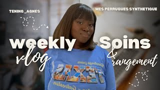 WEEKLY VLOG  COMMENT LAVER UNE PERRUQUE SYNTHETIQUE amp JE CHANGE DE STYLE TENING AGNES [upl. by Brockie]