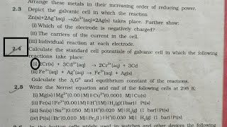 calculate the standard cell potential of galvanic cell in which the following reaction take place [upl. by Barnaba]