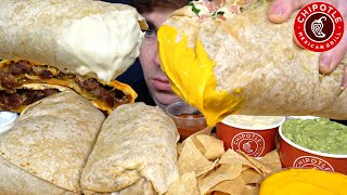 ASMR MUKBANG CHIPOTLE GIANT BURRITOS CHIPS CHEESE STEAK QUESADILLA  WITH CHEESE [upl. by Yelena]