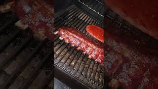 321 Baby Back Ribs on the pellet grill full cook tomorrow bbq ribs cooking traeger food [upl. by Grady39]