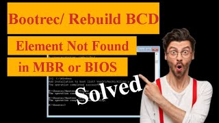 BOOTREC REBUILD BCD  System Not Find The Path Specified or Element Not Found In MBR or BIOS BIOS [upl. by Yenwat505]