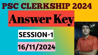 PSC CLERKSHIP 2024 Final Answer Key ENGLISH Sesseion 1 16th November viralvideo wbpsc [upl. by Namsu340]