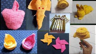 16 easy and cute towel folding ideas  Napkin folding  hanky craft [upl. by Isidoro]