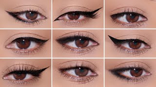 How To 9 Different Eyeliner Styles on HOODED EYES  Easy Beginner Friendly Tutorial [upl. by Echikson]