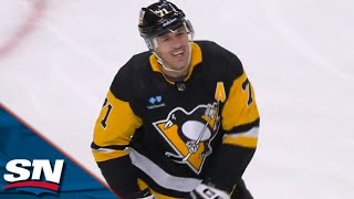 Penguins Evgeni Malkin Banks In Goal Off Luukkonens Helmet From Impossible Angle [upl. by Avelin]