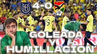 ECUADOR 4 vs 0 BOLIVIA GOLEADA Y HUMILLACION Reacción de hincha Boliviano  Eliminatorias 2026 [upl. by Atteuqal]