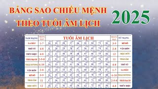 Bảng Sao Chiếu Mệnh Theo Tuổi Âm Lịch Năm 2025 ẤT TỴ [upl. by Hugo]