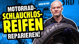 Schlauchlosreifen reparieren  Reisen mit dem Motorrad [upl. by Haleelahk]