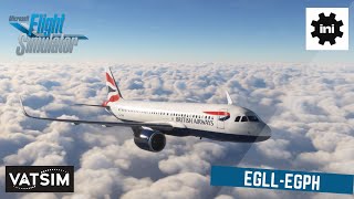 Microsoft Flight Simulator 2020  Heathrow EGLL  EGPH Edinburgh  iniBuilds A320neo V2  Vatsim [upl. by Ayek]