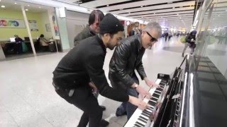 THREE PIANO DUDES BOOGIE WOOGIE THE AIRPORT [upl. by Atiuqal]