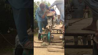 Diesel engine start with motor cycle wheel help new experiment 🤪experiment shorts viralvideo [upl. by Aitrop]