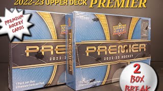 NEW 202223 UPPER DECK PREMIER HOCKEY 2BOX BREAK WITH PATCHTACULAR RESULTS upperdeckhockey [upl. by Hausner543]