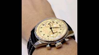 proxima vintage pulsometer watch manual winding chronograph 40mm enamel dial sapphire glass [upl. by Nohtanhoj]